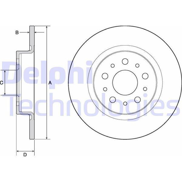 2X Disco Freno Delphi BG4690C Per Fiat 500L (351_ 352_) 40 5Mm 264Mm-image