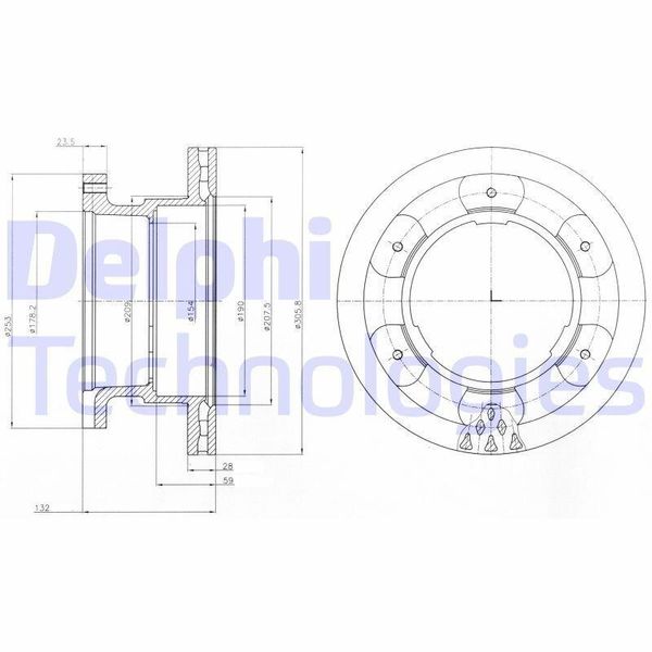 2X Disco Freno Delphi BG9069 Per Iveco Daily Vi Furgone Daily Citys Bus-image