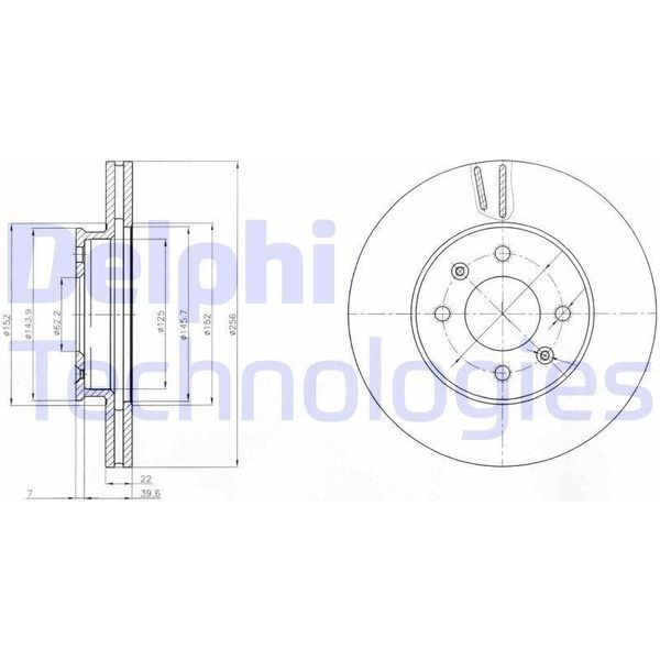 2X Disco Freno Delphi BG4096 Per Hyundai I20 (Pb Pbt) Per Kia Rio Ii (Jb)-image