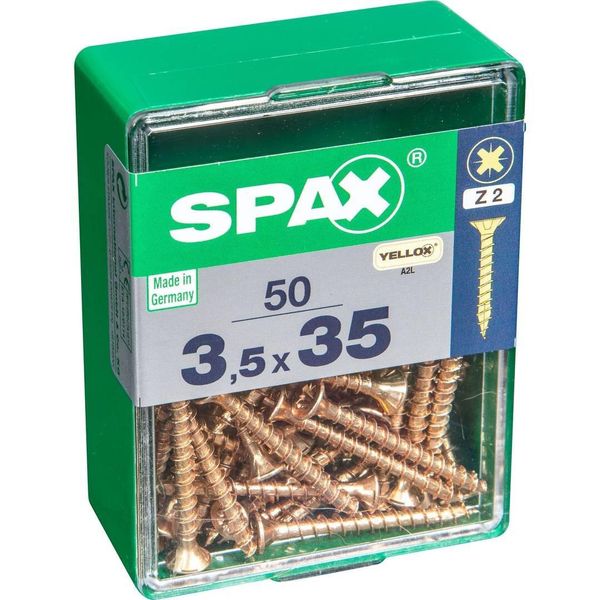 Set Di 50 Viti In Acciaio A Testa Svasata Pozidriv Spax, Diam.3,5 Mm X L.35 Mm-image