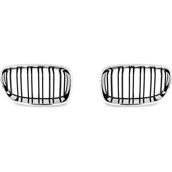 Griglia Radiatore Double Rip Cromo Nero Lucido Per Bmw F20 F21 2011-2015-image