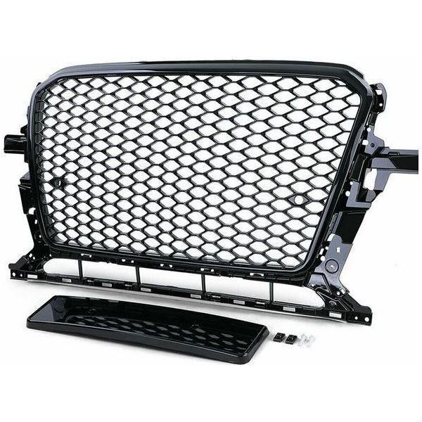 Griglia Radiatore Griglia Sportiva A Nido D'ape Nero Lucido + Supporto Pdc Per Audi Q5 8R 2012-2016-image