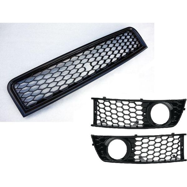 Griglia Radiatore Griglia Sportiva Griglia A Nido D'ape + Griglia Paraurti Per Audi A4 S4 8E B6-image