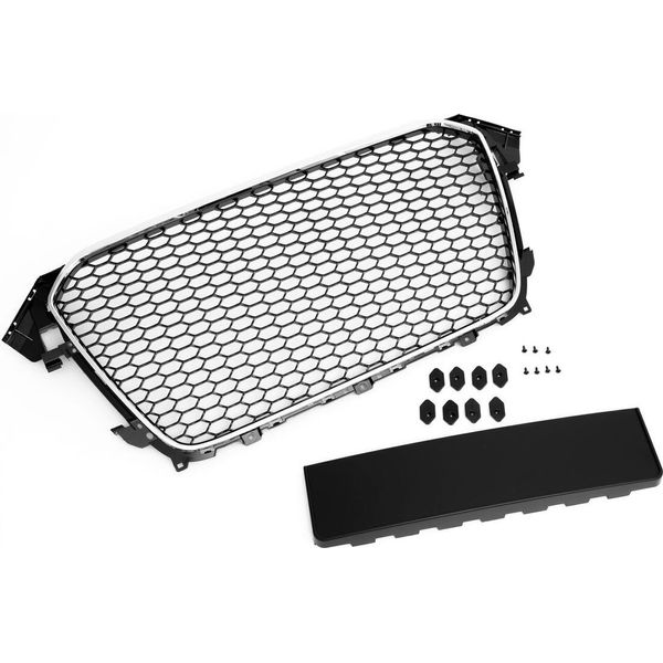 Griglia Radiatore Griglia Sportiva A Nido D'ape Cornice Cromata Nera Per Audi A4 8K B8 Dal 2013--image