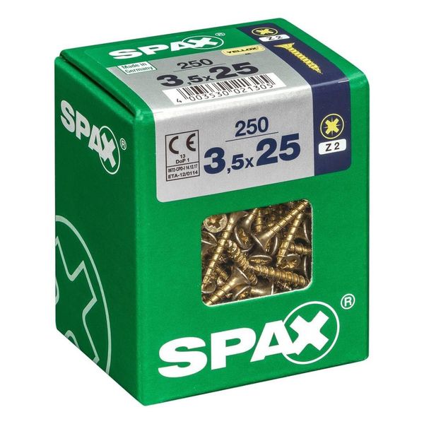 Set Di 250 Viti In Acciaio A Testa Svasata Pozidriv Spax, Diam.3,5 Mm X L.25 Mm-image