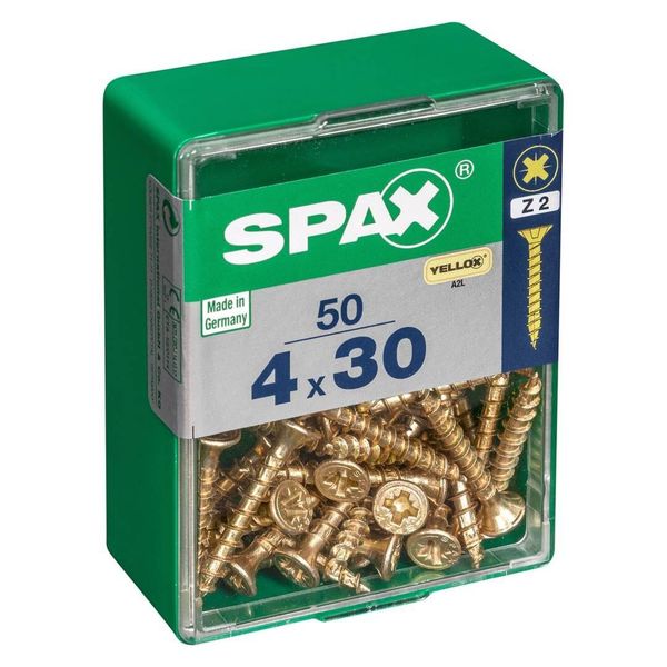 Set Di 50 Viti In Acciaio A Testa Svasata Pozidriv Spax, Diam.4 Mm X L.30 Mm-image