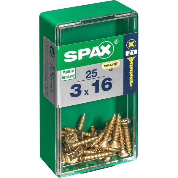 Set Di 25 Viti In Acciaio A Testa Svasata Pozidriv Spax, Diam.3 Mm X L.16 Mm-image