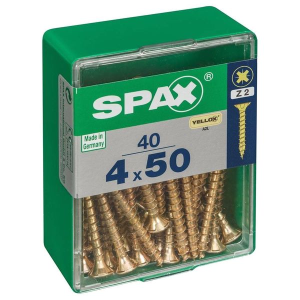 Set Di 40 Viti In Acciaio A Testa Svasata Pozidriv Spax, Diam.4 Mm X L.50 Mm-image