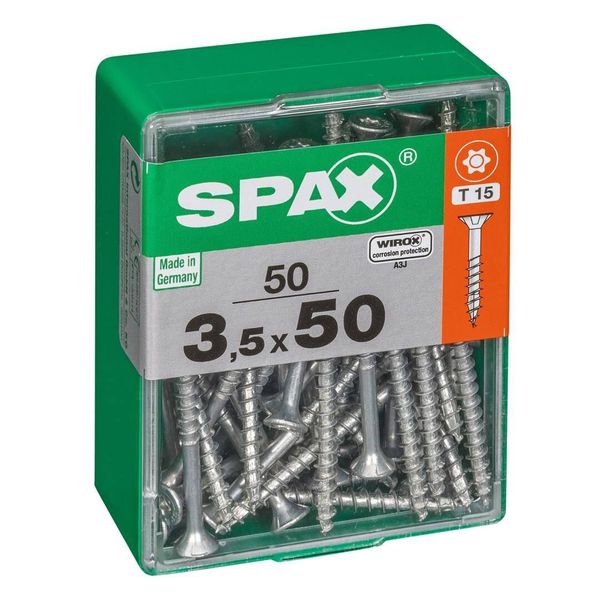 Set Di 50 Viti Spax A Testa Svasata Piana In Acciaio, Diam.3,5 Mm X L.50 Mm-image