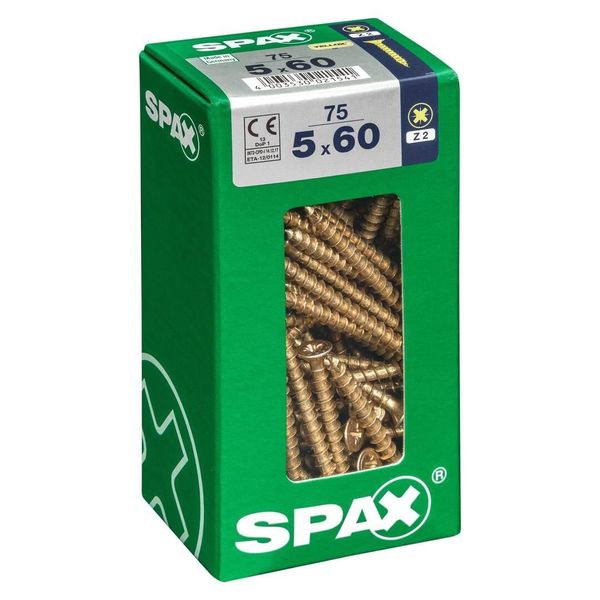 Set Di 75 Viti In Acciaio A Testa Svasata Pozidriv Spax, Diam.5 Mm X L.60 Mm-image