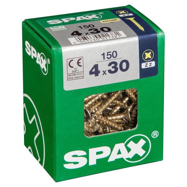 Set Di 150 Viti In Acciaio A Testa Svasata Pozidriv Spax, Diam.4 Mm X L.30 Mm-image
