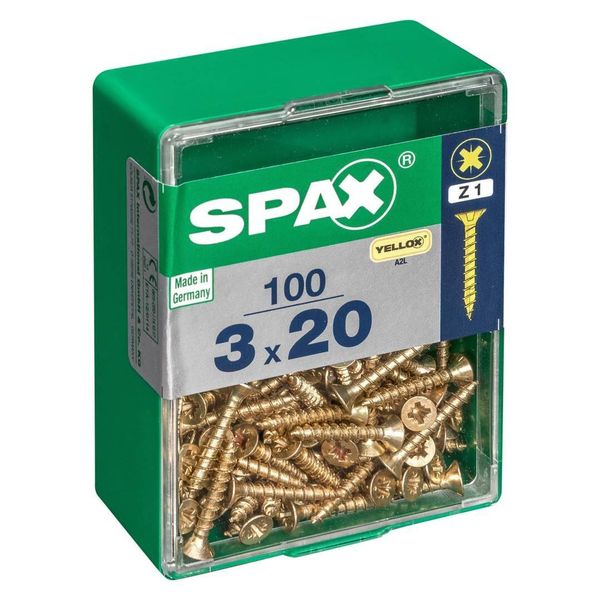 Set Di 100 Viti In Acciaio A Testa Svasata Pozidriv Spax, Diam.3 Mm X L.20 Mm-image
