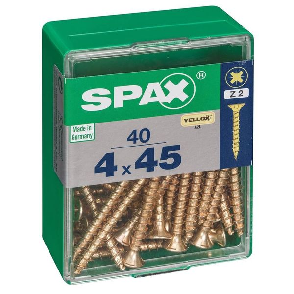 Set Di 40 Viti In Acciaio A Testa Svasata Pozidriv Spax, Diam.4 Mm X L.45 Mm-image
