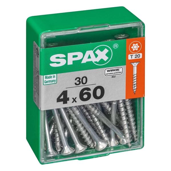 Set Di 30 Viti Spax A Testa Svasata Piana In Acciaio, Diam.4 Mm X L.60 Mm-image
