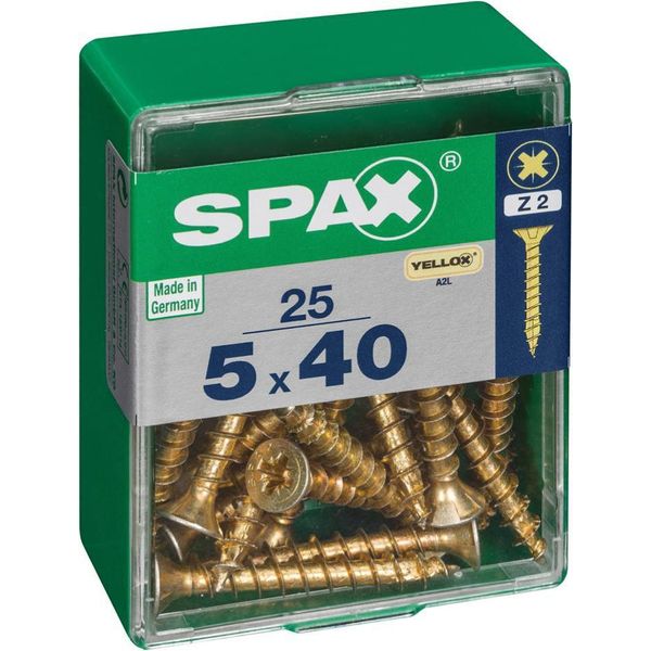Set Di 25 Viti In Acciaio A Testa Svasata Pozidriv Spax, Diam.5 Mm X L.40 Mm-image