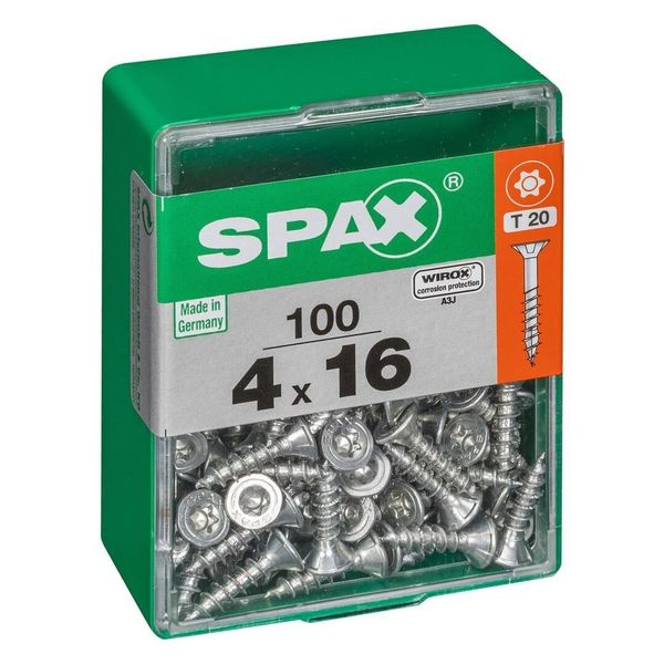 Set Di 100 Viti Spax A Testa Svasata Piana In Acciaio, Diam.4 Mm X L.16 Mm-image