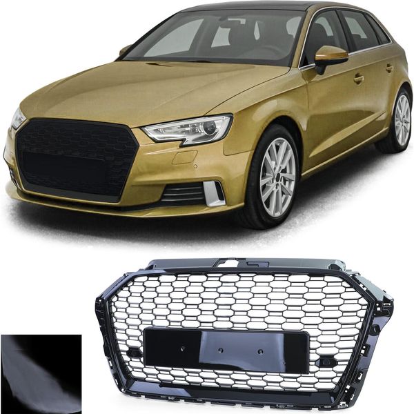 Griglia Radiatore Griglia Sportiva Griglia A Nido D'ape Nero Lucido Per Audi A3 8V Da-image
