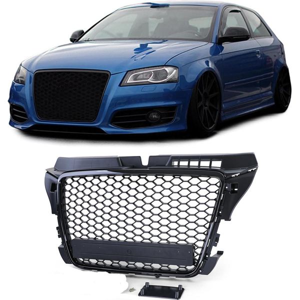 Griglia Radiatore Griglia Sportiva Griglia A Nido D'ape Nero Lucido Per Audi A3 8P Da-image