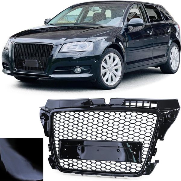 Griglia Radiatore Griglia Sportiva Griglia A Nido D'ape Nero Lucido Per Audi A3 8P Facelift Da-image