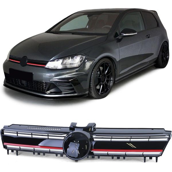 Griglia Del Radiatore Griglia Sportiva In Nero Lucido Con Striscia Rossa Per Vw Golf 7 Da-image