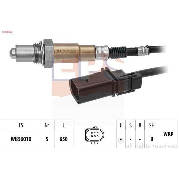 Sonda Lambda Eps Per Vw Golf Vii Hatchback (5G1, BQ1, BE1, BE2) Sonda Planare Riscaldata Sonda Lambda A Banda Larga 650 Mm 1.998.552-image