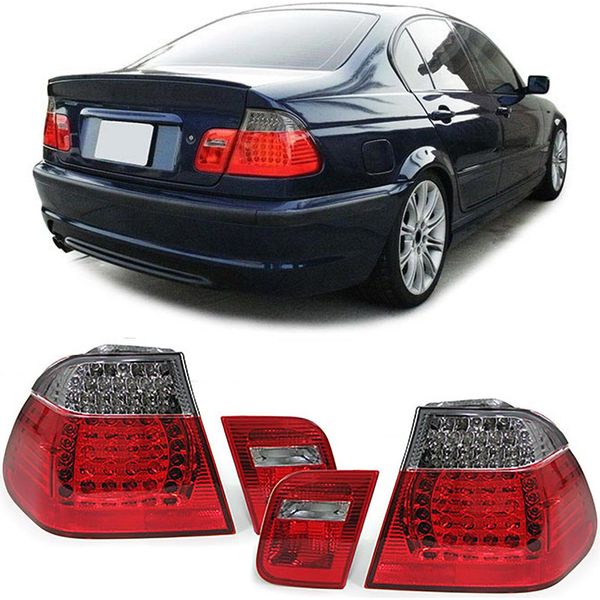 Luci Posteriori A Led In Rosso Nero Per Bmw Serie 3 E46 Berlina Da-image