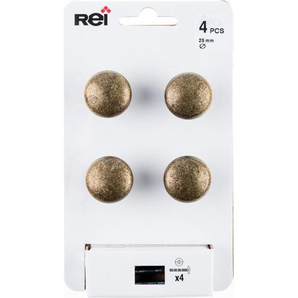 Set 4 Pomelli Per Mobili Rotondi In Zama Ottonata H.25 X L.25 X P.25 Mm-image