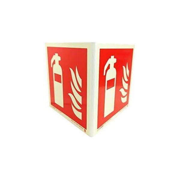 Notlok Sicurezza Sul Lavoro - 1X - Cartello Antincendio - Estintore - 3D - 15X15Cm | Cartello In Pvc + Nastro In Schiuma | Cartello Estintore Fotoluminescente-image