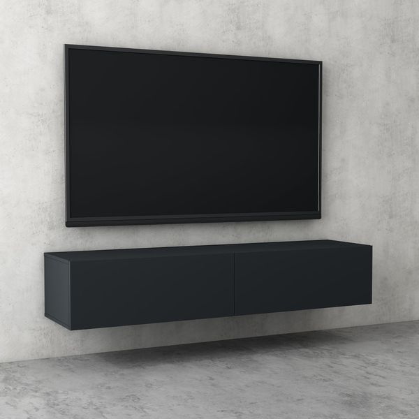 Doporro Mobile Porta Tv Sospeso 200 Cm Con 2 Ante Antracite Opaco, Credenza Bassa Da Soggiorno Salotto, Madia Consolle Per Tv Fernsehschrank02-image