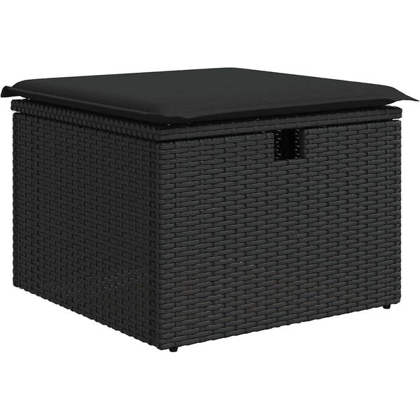 Vidaxl Set Di Divani Con Cuscini E Portaoggetti In Polirattan Nero-image