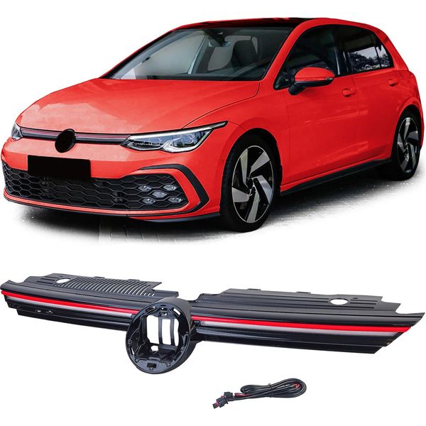 Griglia Sportiva Del Radiatore Con Modanatura Rossa + Strisce Illuminate Per Vw-image