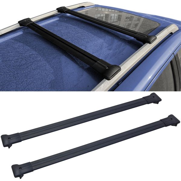 Puntoni Trasversali Per Portapacchi In Alluminio Nero Per Vw T6 T6.1 2015-2024-image