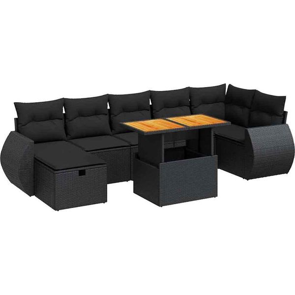 Syfax™ Set Divani Da Giardino 5 Pz Con Cuscini Nero Polyrattan Acacia-image