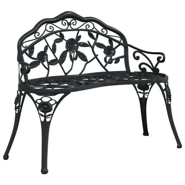 Syfax™ Panchina Da Giardino 100 Cm In Alluminio Pressofuso Nero-image