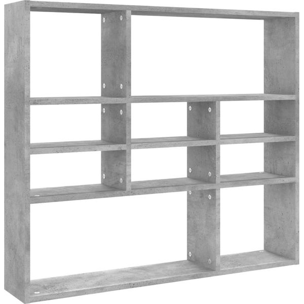 Vidaxl Scaffale A Muro Grigio Cemento 90X16X78 Cm Materiale A Base Di Legno-image