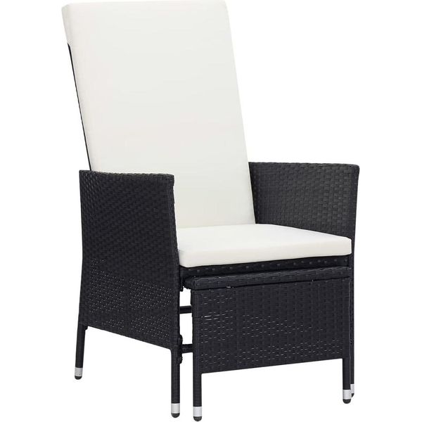 The Living Store Sdraio Da Giardino Con Cuscini In Poly Rattan Nero-image