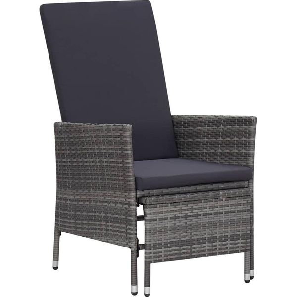 The Living Store Sdraio Da Giardino Con Cuscini In Poly Rattan Grigio-image