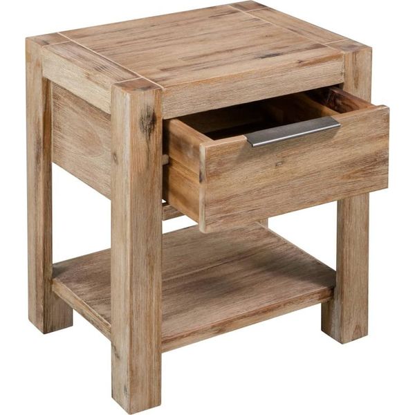 Syfax™ Comodino Con Cassetto 40X30X48 Cm In Legno Massello Di Acacia-image