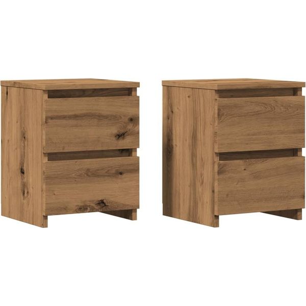 Syfax™ Comodini 2Pz Rovere Artigianale 30X30X40Cm In Legno Multistrato-image