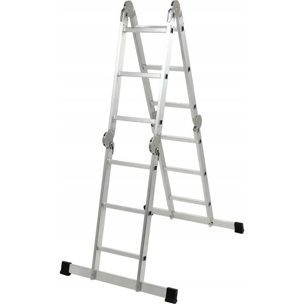Scala In Alluminio - Scala Multifunzione Scala Pieghevole 4X3 - Pieghevole - Piattaforma Di Lavoro - Portata 150 Kg-image