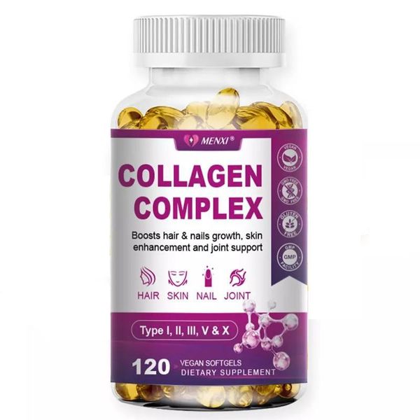 Collagen Complex 2000 Mg (120 Capsule) Integratore Alimentare, Pelle, Capelli, Unghie, Articolazioni, Salute Della Pelle, Cura Del Viso, Anti-Invecchiamento-image
