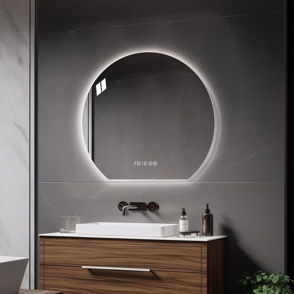 Specchio Da Bagno Led Rotondo 80 Cm – Specchio Da Parete Intelligente Con Touch, Antiappannamento, Dimmerabile, 3 Colori Della Luce, IP44 E Vetro Hd Antiesplosione-image