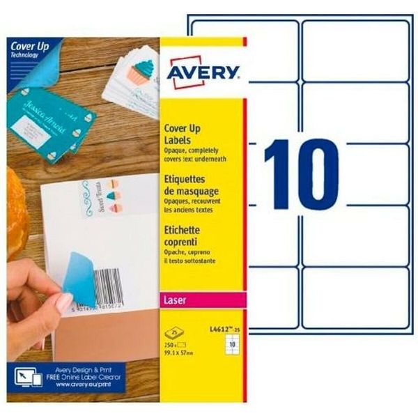 Avery L4612-25 Etichetta Autoadesiva Rettangolo Bianco Permanente 250 Pezzi-image