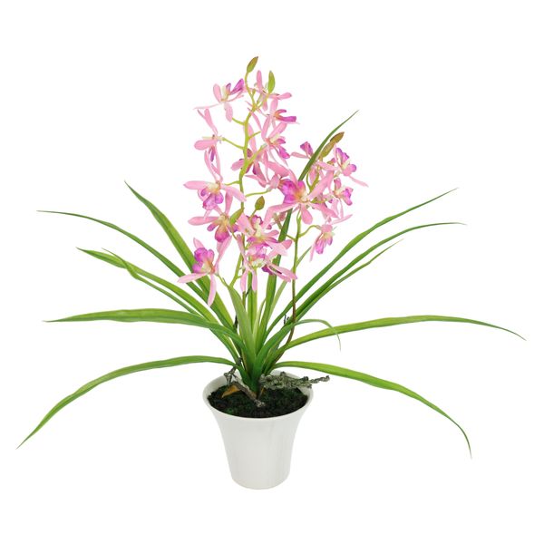 Kunstorchidee I.Ge.A. "KüNstliche Orchidee Mit Topf", Rosa, B:35Cm H:40Cm L:30Cm, Polyester, Kunstpflanzen, Dekoblume Kunstblume 40Cm Mit BläTter Und Luftwurzeln Im Topf Blume-image