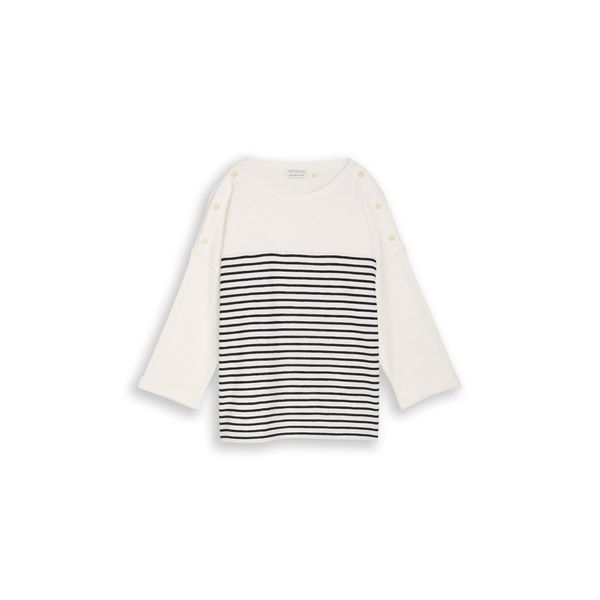 Tom Tailor Damen Langarmshirt Mit Streifenmuster, Weiß, Gestreift, Gr. S-image