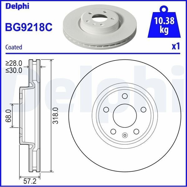 2X Disco Freno Delphi BG9218C Per Audi A4 B9 Avant (8W5 8WD) Q5 (Fyb) 57 2Mm-image