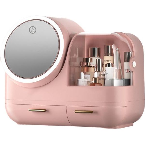 360Home Organizzatore Cosmetico A Led Per Il Trucco, Contenitore Per Il Make-Up Rosa-image