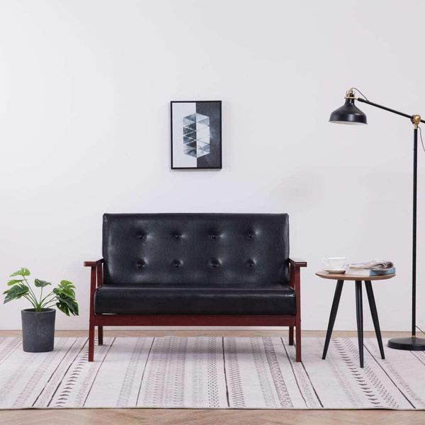 The Living Store Divano A 2 Posti In Ecopelle Nera-image