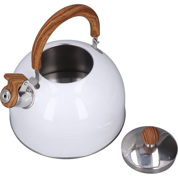 Bollitore A Fischietto Capacità 2,5L Bianco 304 Acciaio Inox Riscaldamento Rapido Manico Ergonomico Casa Bollitore A Fischietto-image