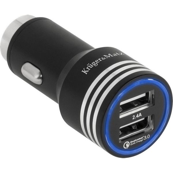 Kruger&Matz KM0212 Caricabatterie Da Auto 2 X Usb 4800 Mah, Carica Rapida 3.0-image